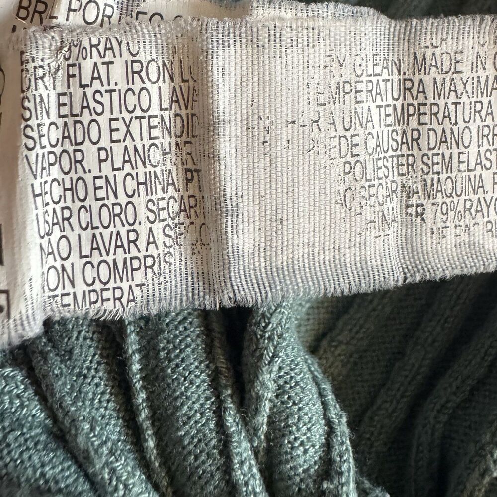 Vintage FOREVER 21 Ribbed Knit Rayon Flared Leggings M Teal Blue Pull On Y2K EUC - Picture 9 of 15